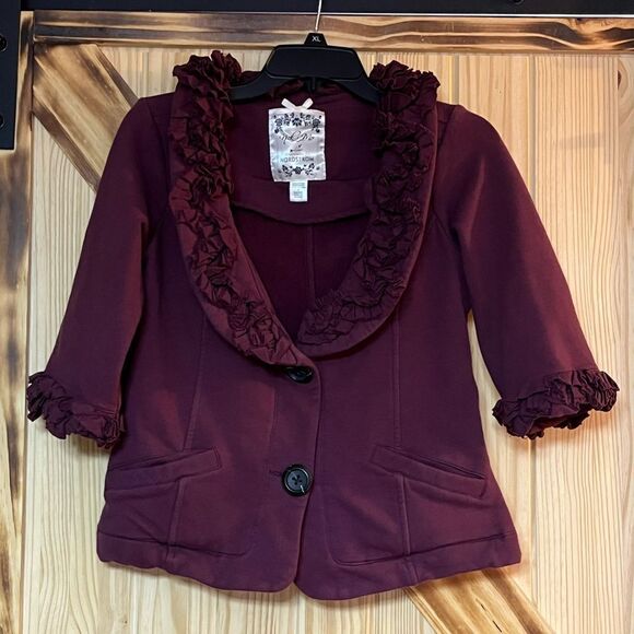 Nick & Mo Sweatshirt Cardigan Burgundy S - Picture 1 of 4